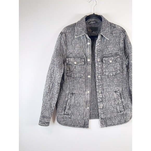 BLANKNYC Womens Jacket Gray Button Up Quilted Shacket Acid Wash Outdoor Small - Picture 4 of 9